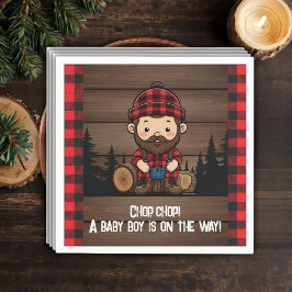 Hak Chop! Rustic Lumberjack Flannel Baby shower Servet