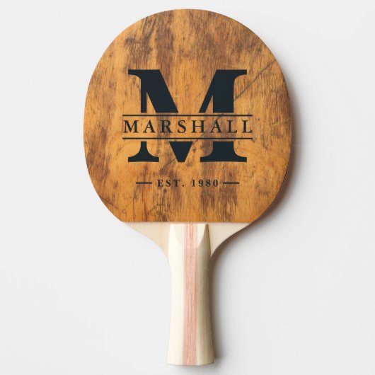 Hakblok Monogram & Naam Overlay Tafeltennisbatje (Voorkant)