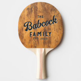 Hakblok Retro Familienaam & Jaar Tafeltennisbatje