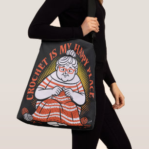 Haken Is Mijn Gelukkige Plek – Opgewekte Oma Crossbody Tas