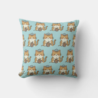 Haken Liefhebber Kat Blauw Cozy Charme Grafisch Ac Kussen