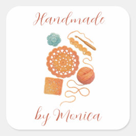 Haken met pastel haaknaald Garens Waterverf Vierkante Sticker