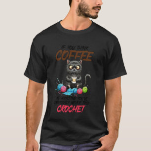 Haken zwarte kat koffie verslavend haken voor t-shirt