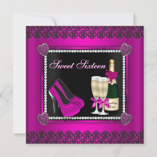 Hakheels en Cider Sweet Sixteen Uitnodiging (Voorkant)
