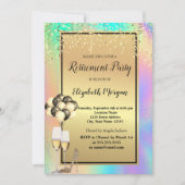 hakken, glas, ballonnen, holografische pensionerin kaart (Voorkant)