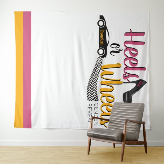 Hakken of wielen geslacht onthulling Roze|Goudsblo Wandkleed (In Situ (horizontaal))