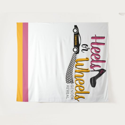 Hakken of wielen geslacht onthulling Roze|Goudsblo Wandkleed (Voorkant (horizontaal))