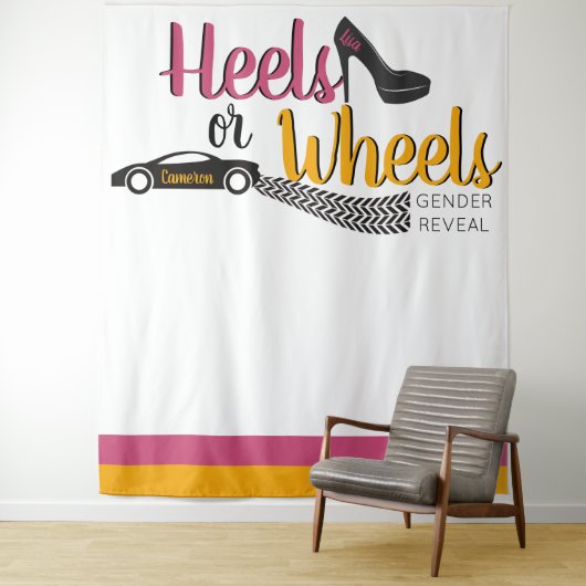 Hakken of wielen geslacht onthulling Roze|Goudsblo Wandkleed (In situ)