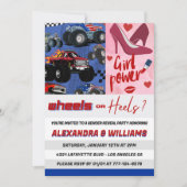 Hakken of wielen onthullen genderuitnodiging roze kaart (Voorkant)