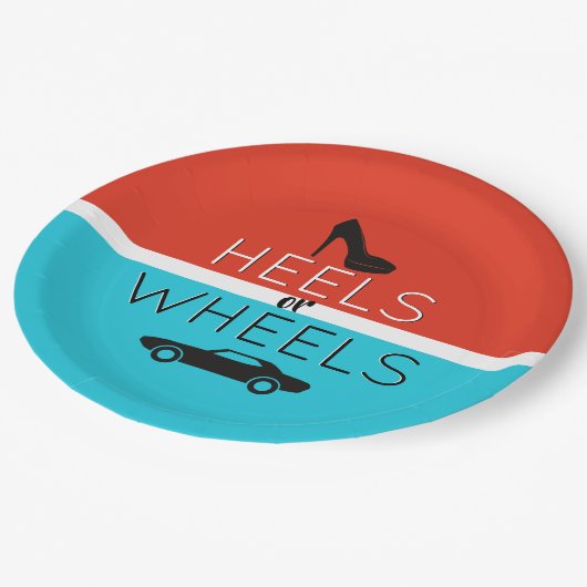 Hakken of Wielen Rood & Blauw Geslacht onthullen Papieren Bordje (Gekanteld)