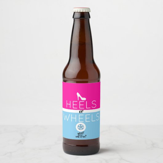 Hakken of Wielen Roze & Blauw Geslacht onthullen Bier Etiket (Voorkant)