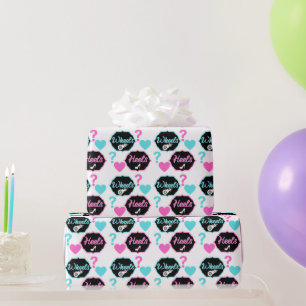 Hakken of wielen Roze Blauwe Geslacht Reveal Baby Cadeaupapier