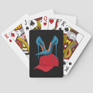 Hakken op Rode MAGA Hoed Verkiezing 2024 stappen Pokerkaarten