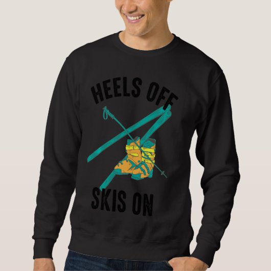 Hakken van ski's op Cool Grappige Skier Winter Spo Trui (Voorkant)