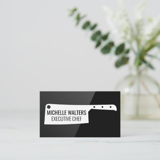 Hakkmes | Zwarte Glans | Culinair Visitekaartje (Staand voorkant)