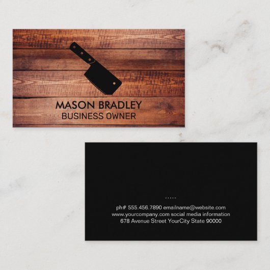 hakmes | Houten planken Visitekaartje (Voorkant / Achterkant)