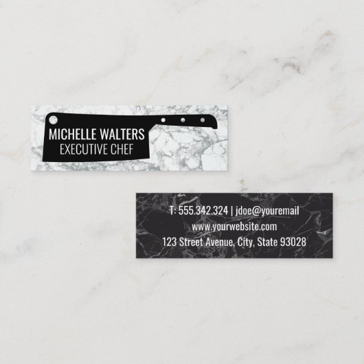 Hakmes | Marmeren Achtergrond Mini Visitekaartje (Voorkant / Achterkant)