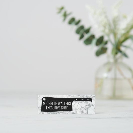 Hakmes | Marmeren Achtergrond Mini Visitekaartje (Staand voorkant)