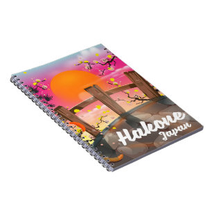 Hakone Japan bloemenposter. Notitieboek