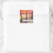Hakone Japan bloemenposter. Vierkante Sticker (Tas)
