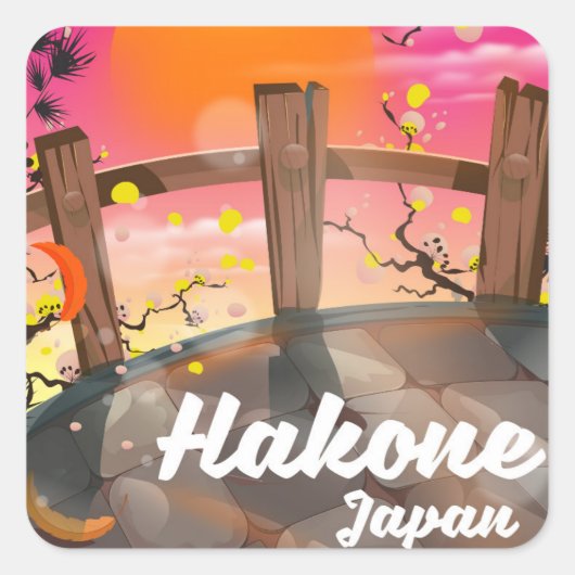 Hakone japan blossom poster. vierkante sticker (Voorkant)