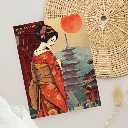 Hakone Japan maiko geisha retro Briefkaart