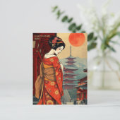 Hakone Japan maiko geisha retro Briefkaart (Staand voorkant)