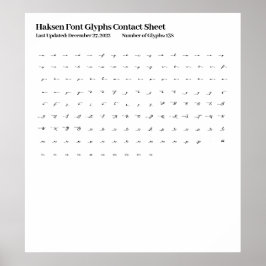 Haksen-lettertypeglyphen contactblad poster