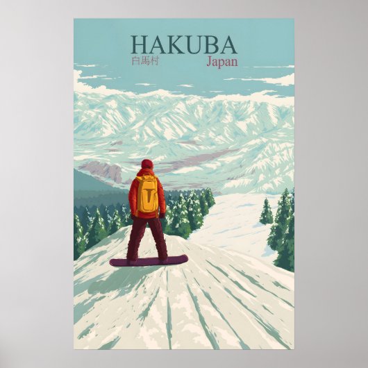 Hakuba Japan Sneeuwboarden Reisposter Poster (Voorkant)