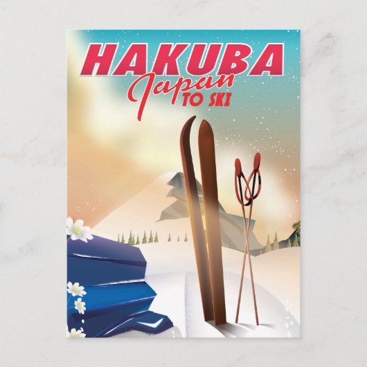 Hakuba Japanse reisposter. Briefkaart (Voorkant)