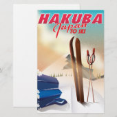 Hakuba Japanse reisposter. Briefpapier (Voorkant / Achterkant)
