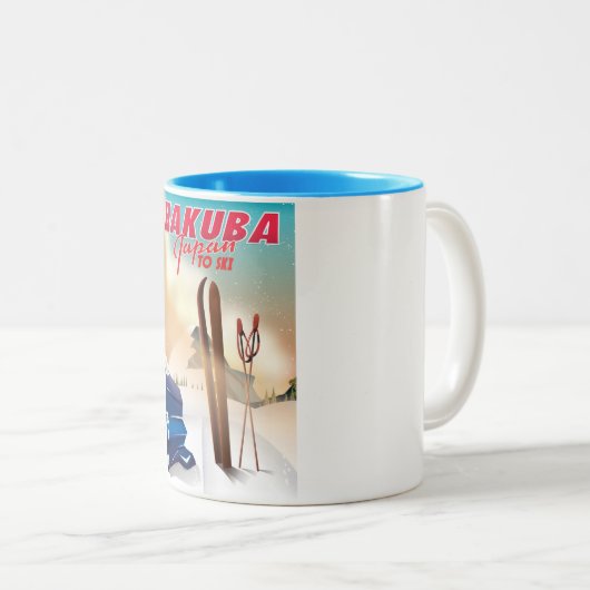 Hakuba Japanse reisposter. Tweekleurige Koffiemok (Voorkant rechts)