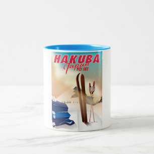 Hakuba Japanse reisposter. Tweekleurige Koffiemok