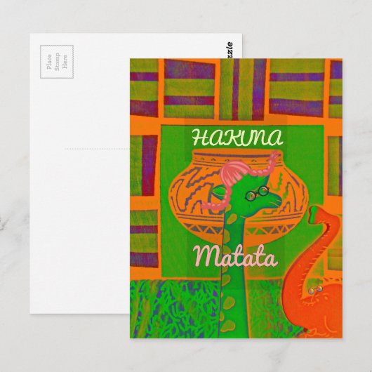 Hakuna Giraffe Art Print Briefkaart (Voorkant / Achterkant)