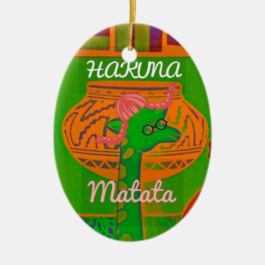 Hakuna Giraffe Art Print Keramisch Ornament (Voorkant)