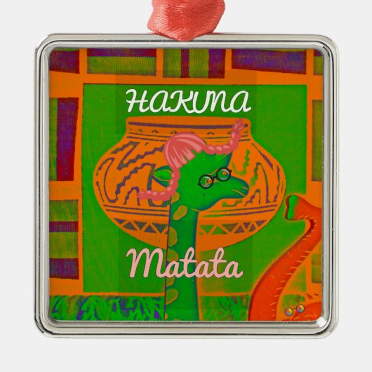 Hakuna Giraffe Art Print Metalen Ornament (Voorkant)
