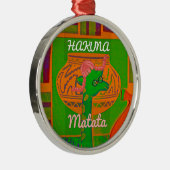 Hakuna Giraffe Art Print Metalen Ornament (Rechts)