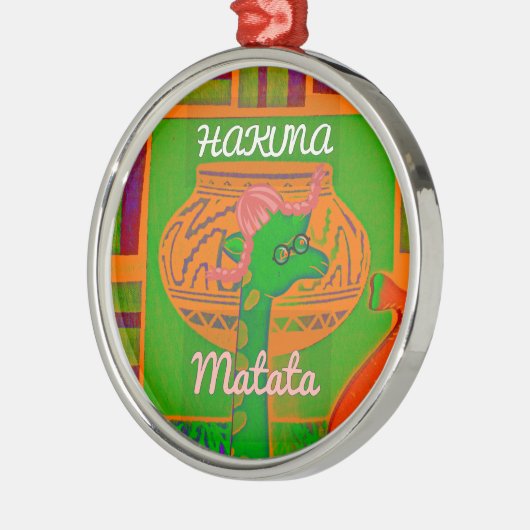 Hakuna Giraffe Art Print Metalen Ornament (Links)