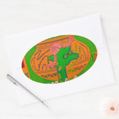 Hakuna Giraffe Art Print Ovale Sticker (Envelop)