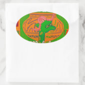 Hakuna Giraffe Art Print Ovale Sticker (Tas)