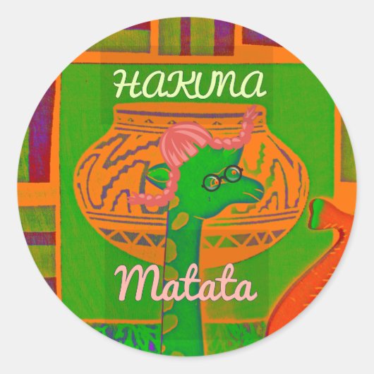 Hakuna Giraffe Art Print Ronde Sticker (Voorkant)
