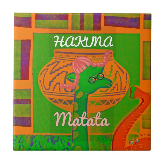 Hakuna Giraffe Art Print Tegeltje (Voorkant)