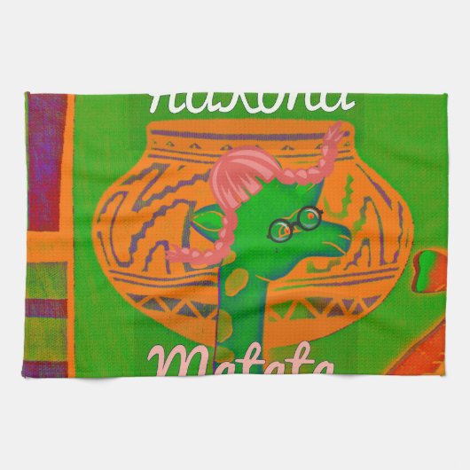 Hakuna Giraffe Art Print Theedoek (Horizontaal)