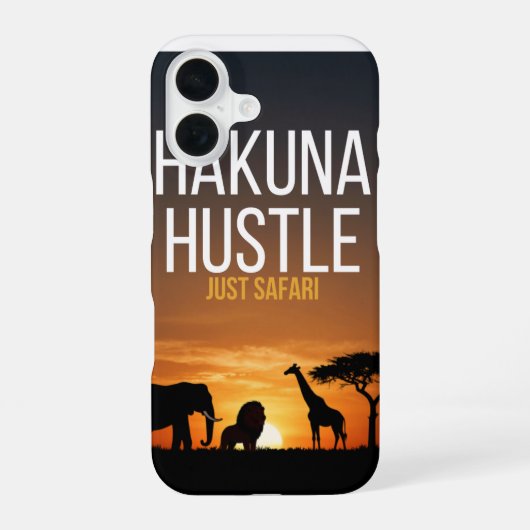 Hakuna Hustle Gewoon Safari iPhone 16 Hoesje (Achterkant)