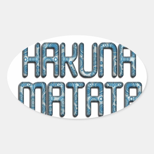 Hakuna Matata 3D Art Print Ovale Sticker (Voorkant)