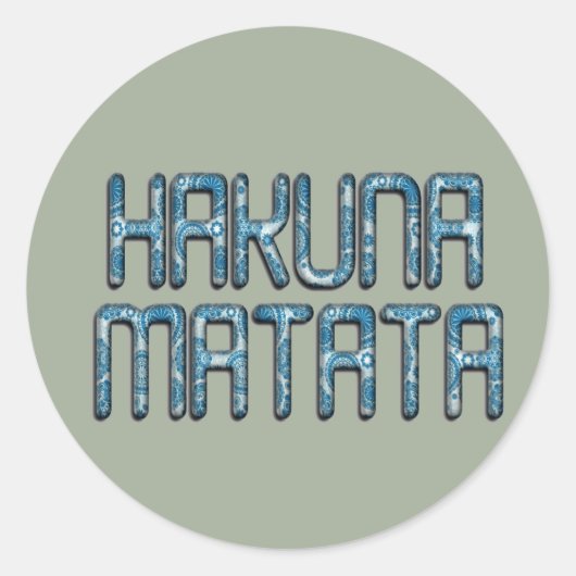 Hakuna Matata 3D Art Print Ronde Sticker (Voorkant)