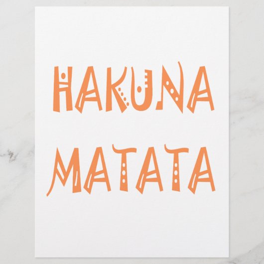 Hakuna Matata – Afrikaanse tribale tekstkunst Persoonlijk Briefhoofd (Voorkant)