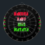 Hakuna Matata Baby Kinder Gifts verbluffende kleur Dartbord<br><div class="desc">Verfris de ruimte van uw kind met onze kleurrijke Hakuna Matata Baby Kinder print Introduceer plezier en positiviteit in de kamer van uw kleintje met onze kleurrijke Hakuna Matata Baby Kinder print, verkrijgbaar bij de online winkel Zazzle van Achempong. Dit levendige ontwerp is voorzien van de vrolijke uitdrukking "Hakuna Matata",...</div>