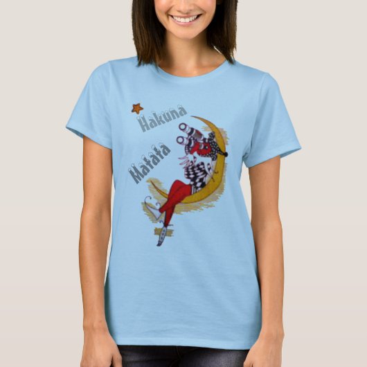 Hakuna Matata Elf op de maan Kerst T-shirt (Voorkant)