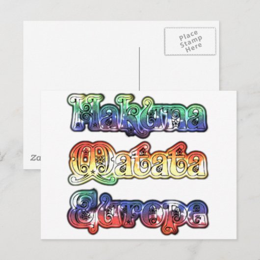 Hakuna Matata Europe Art Print/Graphic Briefkaart (Voorkant / Achterkant)